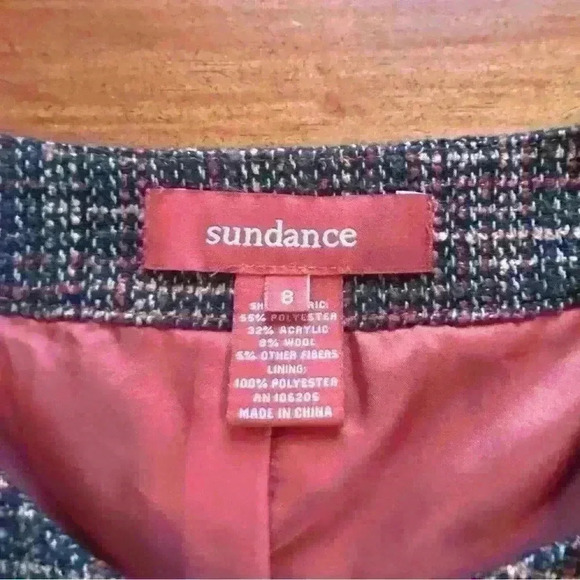 Sundance Brown Orange Rust Tweed Buttoned Jacket Collarless Fringe 8 Wool blend - Picture 7 of 10